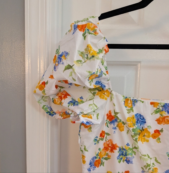 NWT Caroline Constas Hart Dress (Blanc Floral Mix) Maxi Dress w/ Puff Sleeves XL - Picture 13 of 16